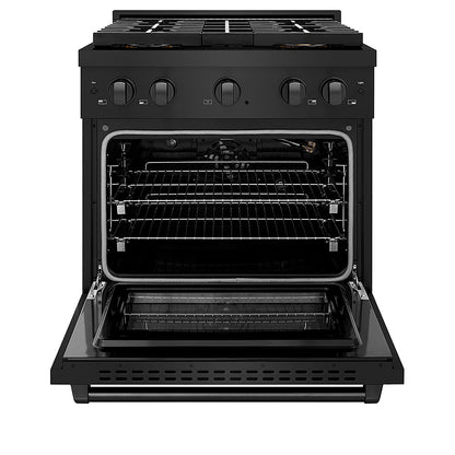 ZLINE 30 in. 4.2 cu. ft. Paramount Gas Range with 4 Burner DuoPro™ Cooktop and Convection Gas Oven in Black Stainless Steel (PSGRB-30)