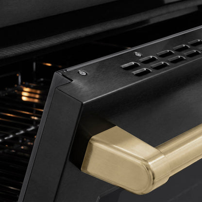 ZLINE Autograph Edition 36 in. 5.2 cu. ft. Paramount Induction Range with 5 Element Cooktop and Electric Convection Oven in Black Stainless Steel with Champagne Bronze Accents (SINRBZ-36-CB)