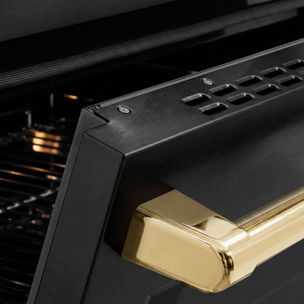 ZLINE Autograph Edition 36 in. 5.2 cu. ft. Paramount Induction Range with 5 Element Cooktop and Electric Convection Oven in Black Stainless Steel with Polished Gold Accents (SINRBZ-36-G)
