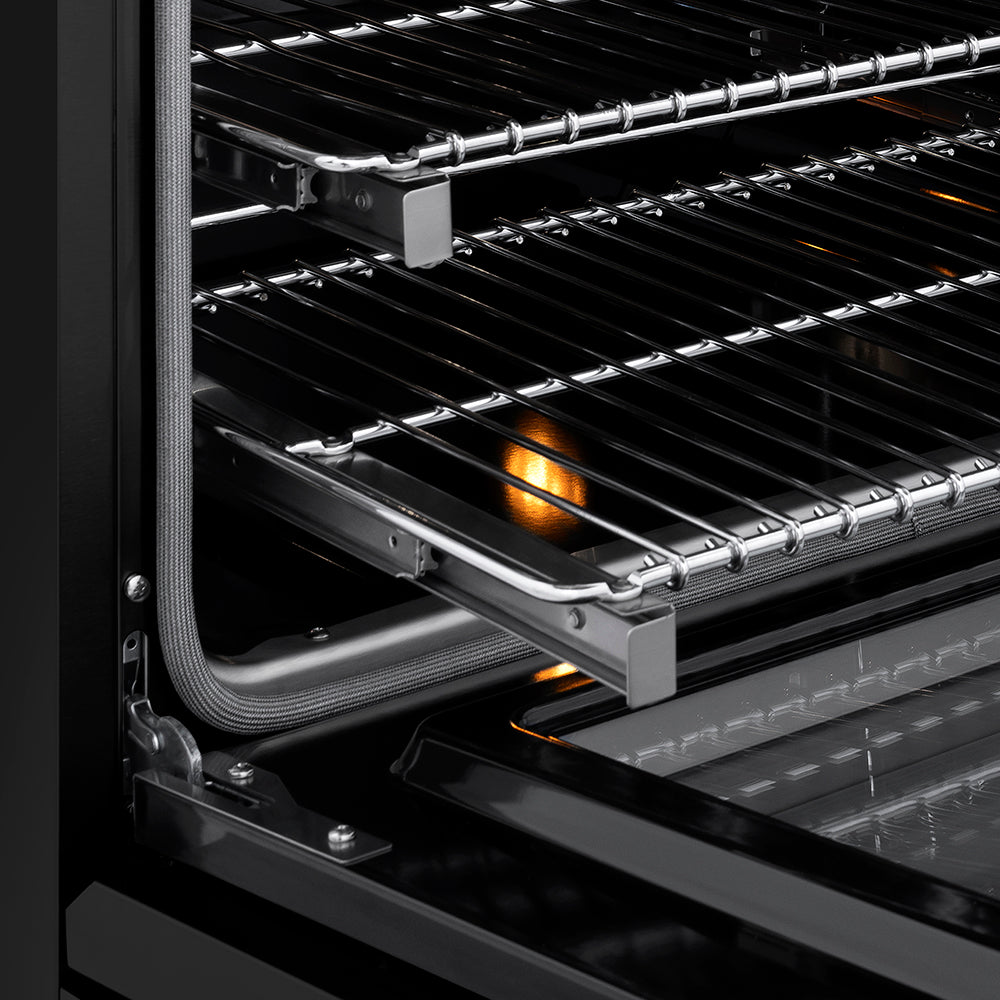 ZLINE Autograph Edition 36 in. 5.2 cu. ft. Paramount Induction Range with 5 Element Cooktop and Electric Convection Oven in Black Stainless Steel with Polished Gold Helix Handle and Knob Accents (SINRBZ-36-KG)