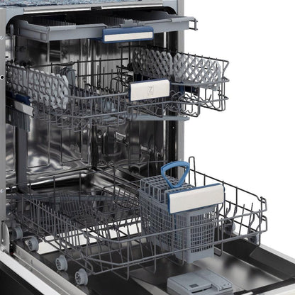 ZLINE 24 in. Tallac Series 3rd Rack Dishwasher with Black Stainless Steel Panel and Traditional Handle, 51dBa (DWV-BS-24)