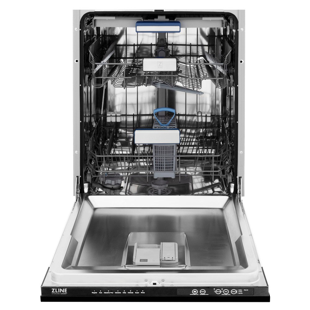 ZLINE Kitchen Package with Black Stainless Steel Refrigerator, 30 in. Dual Fuel Range, 30 in. Range Hood, Microwave Drawer, and 24 in. Tall Tub Dishwasher (5KPR-RABRH-MWDWV)
