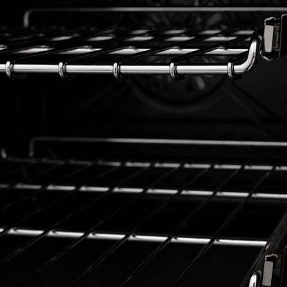 ZLINE Autograph Edition 36 in. 4.6 cu. ft. Legacy Dual Fuel Range with 6 Burner Gas Cooktop and Electric Convection Oven in Black Stainless Steel and Polished Gold Accents (RABZ-36-G)