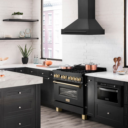 ZLINE 36 in. Black Stainless Steel Range Hood with Black Stainless Steel Handle (BS655-36-BS)