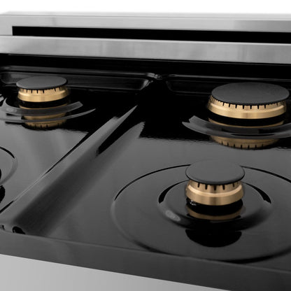 ZLINE Autograph Edition 24 in. 2.8 cu. ft. Legacy Dual Fuel Range with 4 Burner Gas Cooktop and Electric Convection Oven in Stainless Steel with White Matte Door and Matte Black Accents (RAZ-WM-24-MB)