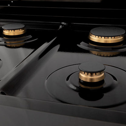ZLINE 30 in. Legacy Gas Rangetop with 4 Brass Burners and Porcelain Cooktop in Black Stainless Steel (RTB-BR-30)
