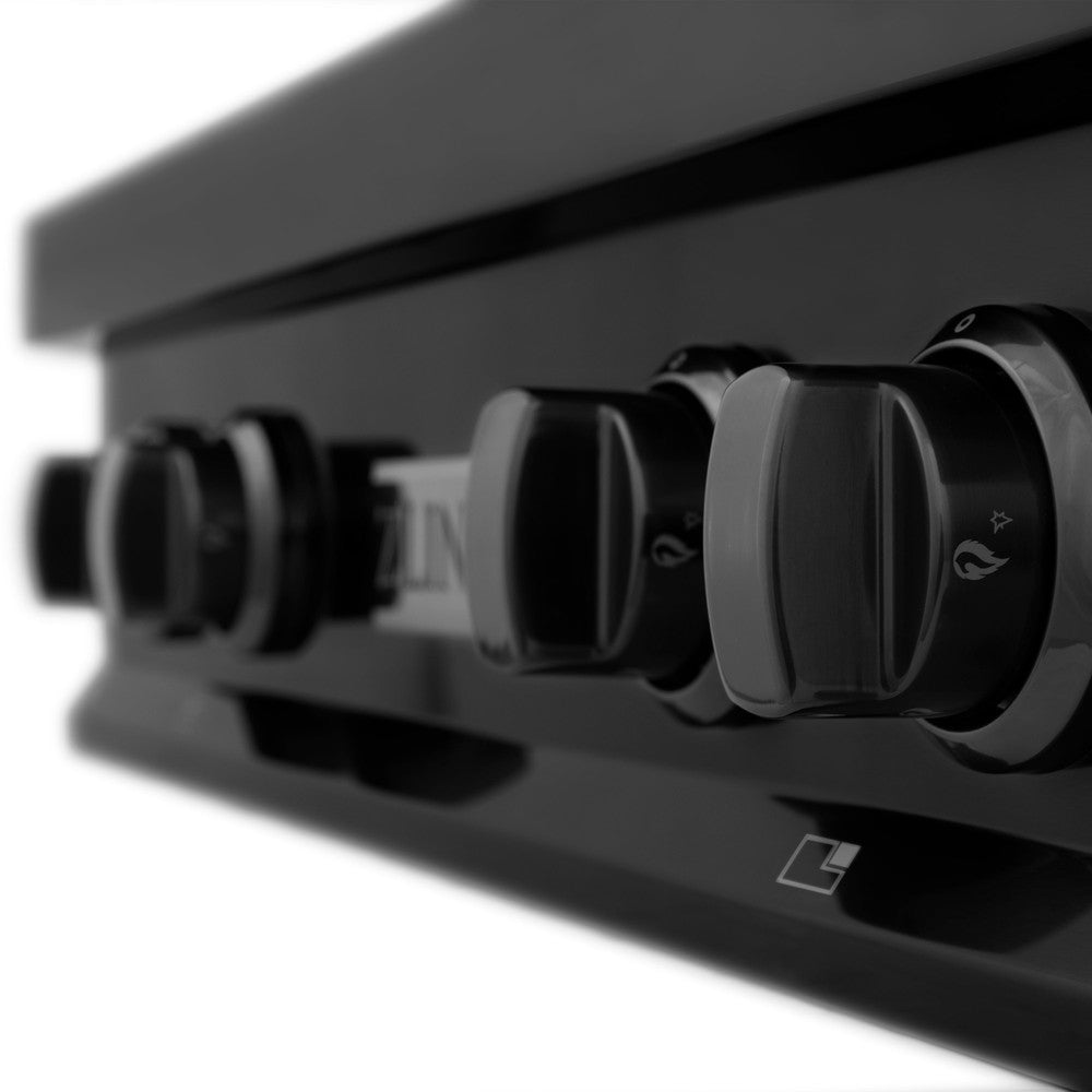 ZLINE Kitchen Package with 30 in. Black Stainless Steel Rangetop, 30 in. Over The Range Microwave with Modern Handle and Double Wall Oven (3KP-RTBOTR30-AWD)