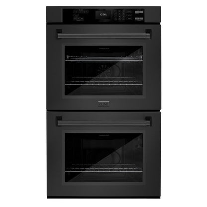 ZLINE Kitchen Package with 36 in. Black Stainless Steel Rangetop, 36 in. Convertible Range Hood and Double Wall Oven (3KP-RTBRH36-AWD)