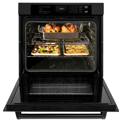 ZLINE 30 in. Professional True Convection Single Wall Oven with Air Fry and Self Clean in Black Stainless Steel (WASB-30)