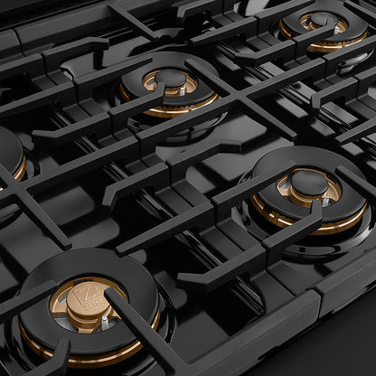 ZLINE Autograph Edition 36 in. Paramount Gas Rangetop with 6 Burner DuoPro™ Cooktop in Black Stainless Steel and Champagne Bronze Accents (PSRTBZ-36-CB)
