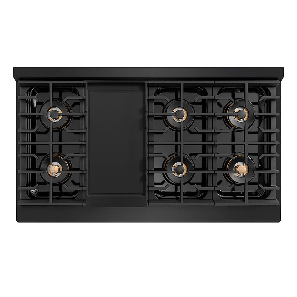 ZLINE Autograph Edition 48 in. Paramount Gas Rangetop with 8 Burner DuoPro™ Cooktop in Black Stainless Steel and Champagne Bronze Accents (PSRTBZ-48-CB)