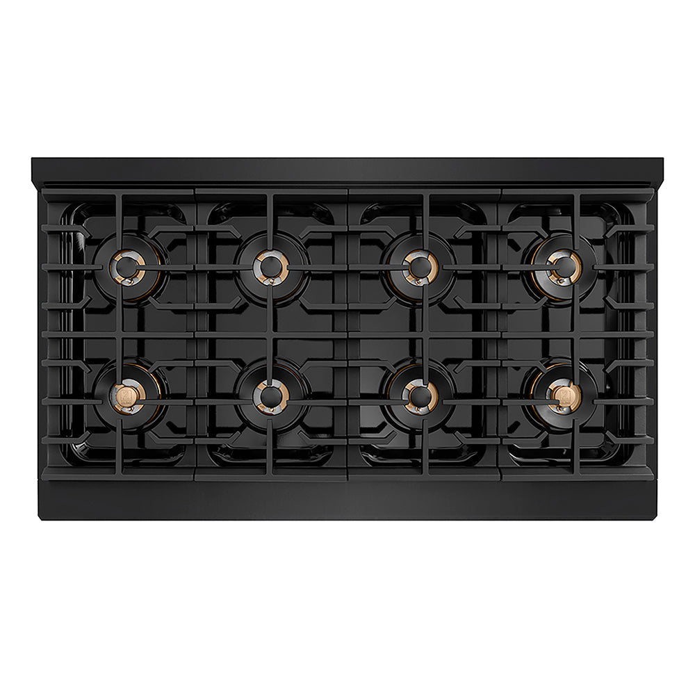 ZLINE Autograph Edition 48 in. Paramount Gas Rangetop with 8 Burner DuoPro™ Cooktop in Black Stainless Steel and Champagne Bronze Accents (PSRTBZ-48-CB)