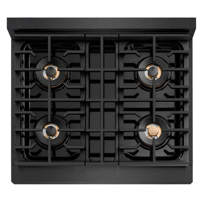 ZLINE 30 in. 4.2 cu. ft. Paramount Dual Fuel Range with 4 Burner DuoPro™ Cooktop and Electric Convection Oven in Black Satin Stainless Steel (PSDRBS-30)