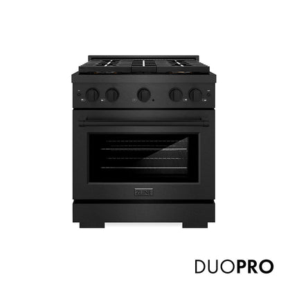 ZLINE 30 in. 4.2 cu. ft. Paramount Gas Range with 4 Burner DuoPro™ Cooktop and Convection Gas Oven in Black Satin Stainless Steel (PSGRBS-30)