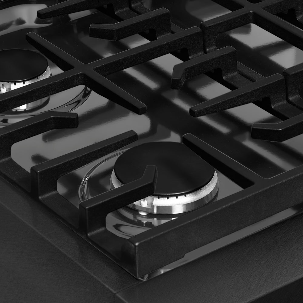 ZLINE 30 in. Paramount Gas Rangetop with 4 Burners and Porcelain Cooktop in Black Satin Stainless Steel (SRTBS-30)