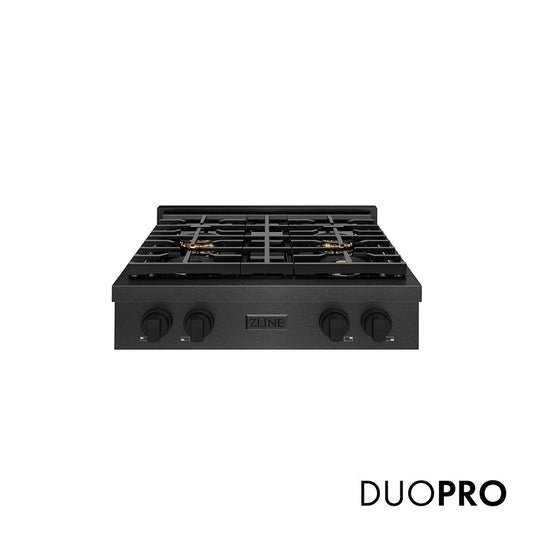 ZLINE 30 in. Paramount Gas Rangetop with 4 Burner DuoPro™ Cooktop in Black Satin Stainless Steel (PSRTBS-30)