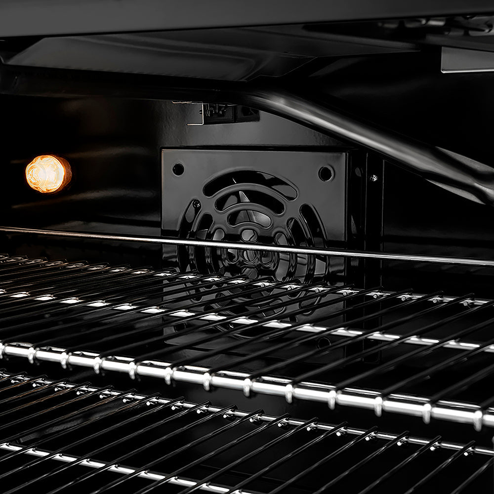 ZLINE Autograph Edition 48 in. 6.7 cu. ft. Paramount Double Oven Gas Range with 8 Burner Cooktop in Black Stainless Steel and Polished Gold Helix Handles and Knob Accents (SGRBZ-48-KG)
