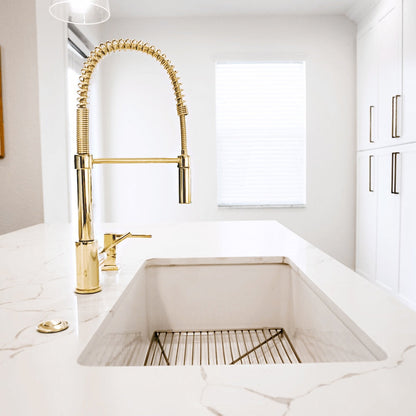 ZLINE Autograph Edition Sierra Pull Down Spring Single Handle Kitchen Faucet in Polished Gold (SRA-KF-PG)