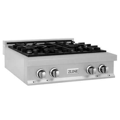ZLINE Kitchen Package with 30 in. Satin Stainless Steel Rangetop and Convertible Range Hood (2KP-RTSRH30)