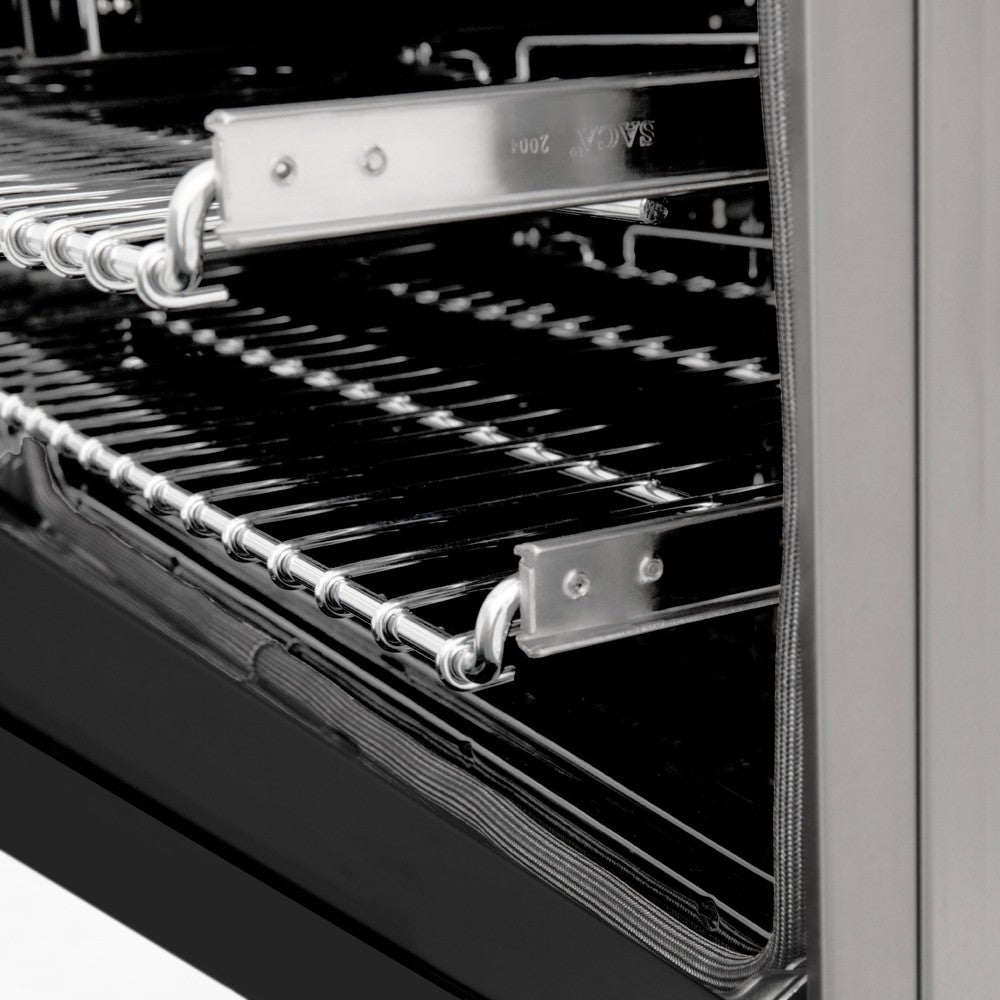 ZLINE 24 in. 2.8 cu. ft. Legacy Dual Fuel Range with 4 Burner Gas Cooktop and Electric Convection Oven in Stainless Steel and Black Matte Door (RA-BLM-24)
