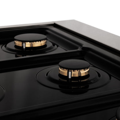 ZLINE Autograph Edition 36 in. 4.6 cu. ft. Legacy Dual Fuel Range with 6 Burner Gas Cooktop and Electric Convection Oven in Satin Stainless Steel and Champagne Bronze Accents (RASZ-SN-36-CB)
