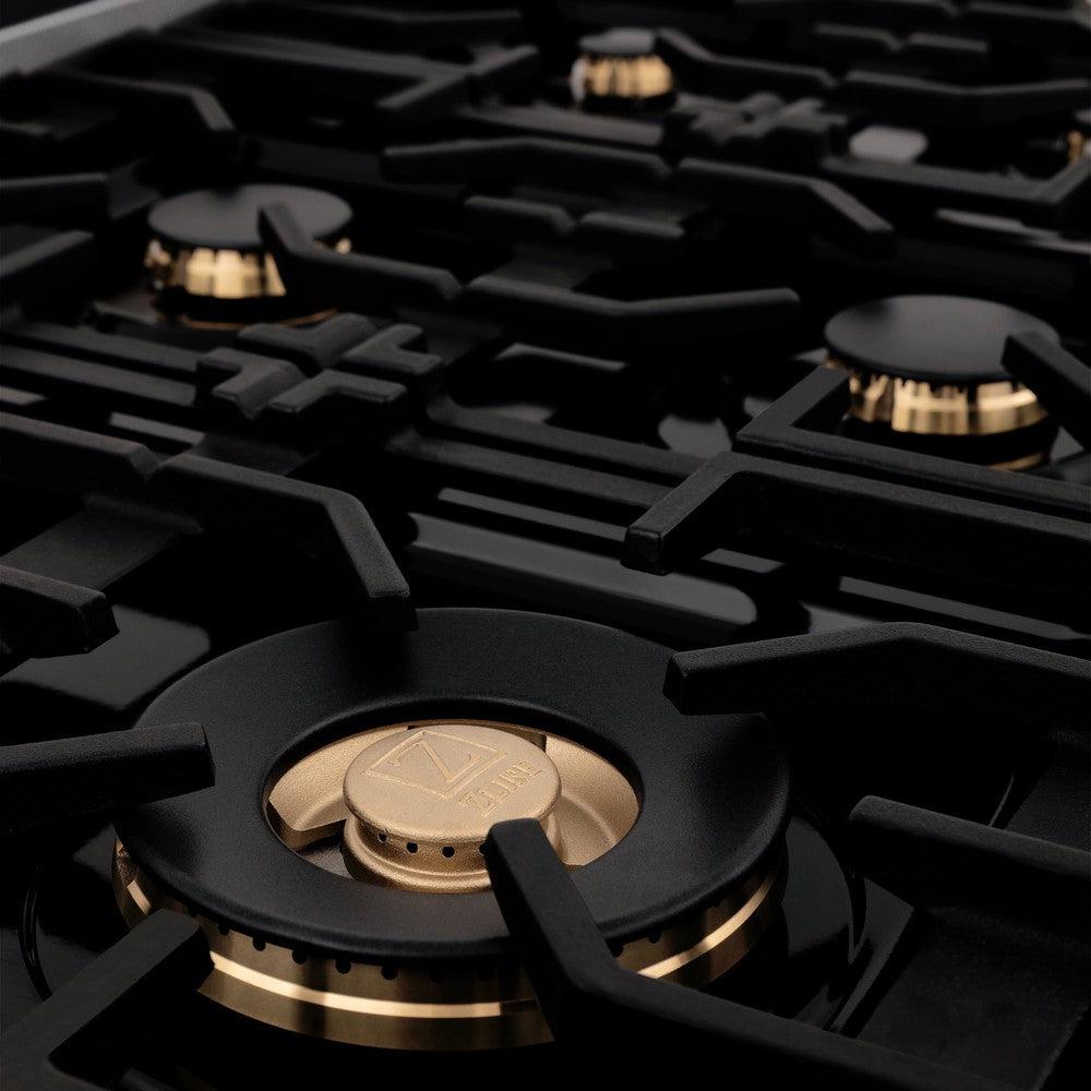 ZLINE Autograph Edition 60 in. 7.4 cu. ft. Legacy Dual Fuel Range with 9 Burner Gas Cooktop and 2 Electric Convection Ovens in Stainless Steel and Champagne Bronze Accents (RAZ-60-CB)