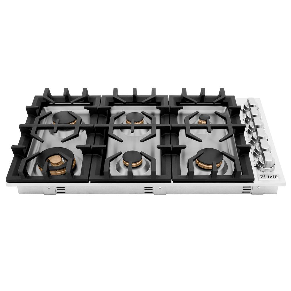 ZLINE 36 in. Gas Cooktop with 6 Brass Burners (RC-BR-36)