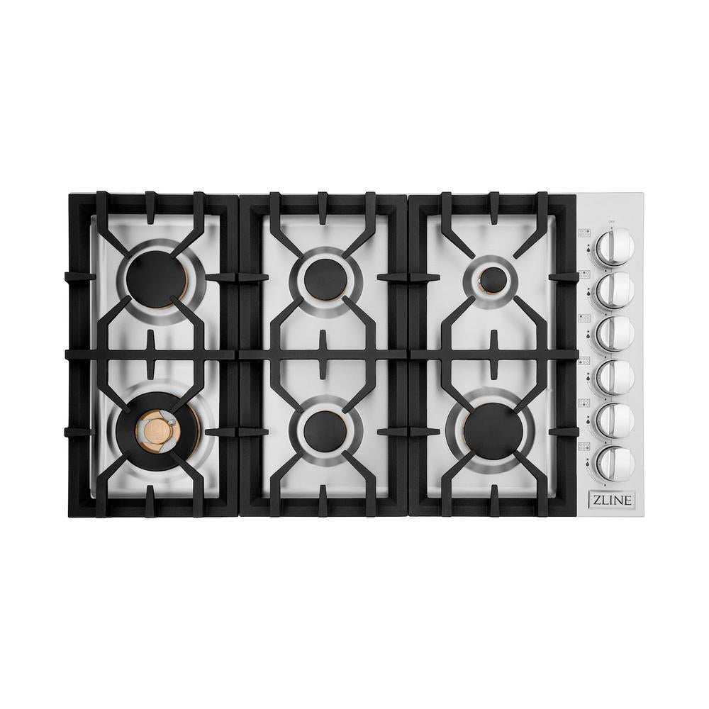 ZLINE 36 in. Gas Cooktop with 6 Brass Burners (RC-BR-36)