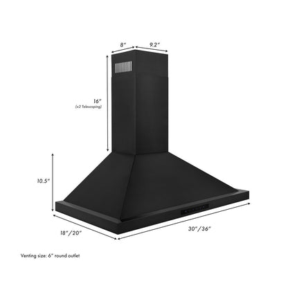 ZLINE 36 in. Convertible Vent Wall Mount Range Hood in Black Stainless Steel (BSKBN-36)