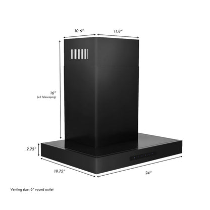 ZLINE 24 in. Convertible Vent Wall Mount Range Hood in Black Stainless Steel (BSKEN-24)