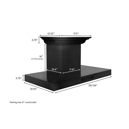 ZLINE 36 in. CrownSound™ Ducted Vent Wall Mount Range Hood in Black Stainless Steel with Built-in Bluetooth Speakers (BSKENCRN-BT-36)