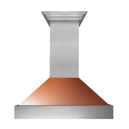ZLINE 30 in. Ducted Satin Stainless Steel Wall Mount Range Hood with Copper Shell (8654C-30)