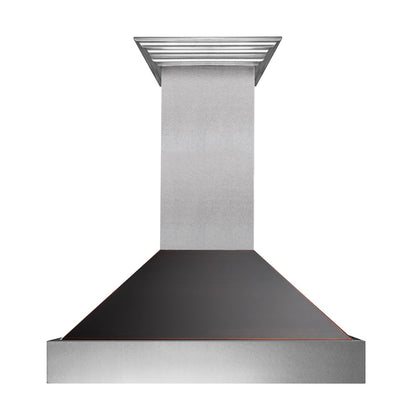 ZLINE 36 in. Ducted Satin Stainless Steel Wall Mount Range Hood with Oil Rubbed Bronze Shell (8654ORB-36)