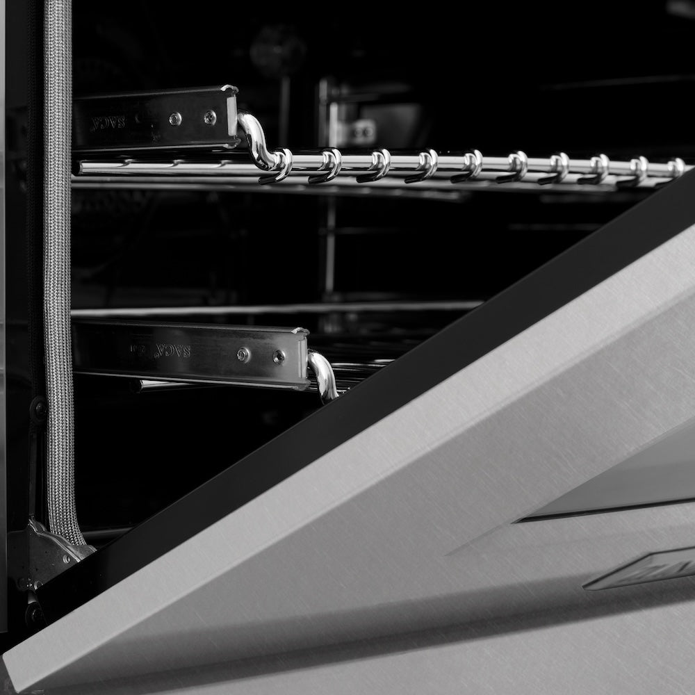 ZLINE 30 in. 4.0 cu. ft. Legacy Dual Fuel Range with 4 Burner Gas Cooktop and Electric Convection Oven in Stainless Steel with Satin Stainless Steel Door (RA-SN-30)