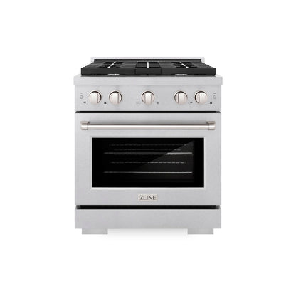 ZLINE 30 in. 4.2 cu. ft. Paramount Dual Fuel Range with 4 Burner Gas Cooktop and Electric Convection Oven in Satin Stainless Steel (SDRS-30)