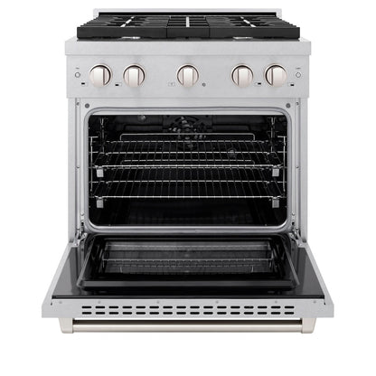 ZLINE 30 in. 4.2 cu. ft. Paramount Dual Fuel Range with 4 Burner Gas Cooktop and Electric Convection Oven in Satin Stainless Steel (SDRS-30)