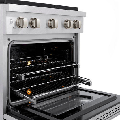 ZLINE 30 in. 4.2 cu. ft. Paramount Dual Fuel Range with 4 Burner Gas Cooktop and Electric Convection Oven in Satin Stainless Steel (SDRS-30)