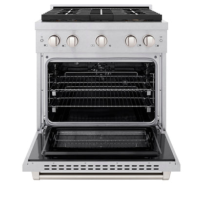ZLINE 30 in. 4.2 cu. ft. Paramount Dual Fuel Range with 4 Burner DuoPro™ Cooktop and Electric Convection Oven in Satin Stainless Steel (PSDRS-30)