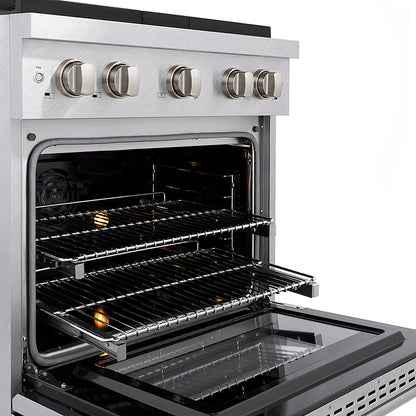ZLINE 30 in. 4.2 cu. ft. Paramount Dual Fuel Range with 4 Burner DuoPro™ Cooktop and Electric Convection Oven in Satin Stainless Steel (PSDRS-30)
