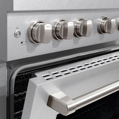 ZLINE 36 in. 5.2 cu. ft. Paramount Dual Fuel Range with 6 Burner DuoPro™ Cooktop and Electric Convection Oven in Satin Stainless Steel (PSDRS-36)