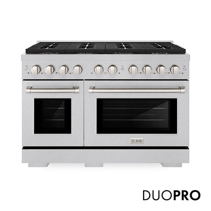 ZLINE 48 in. 6.7 cu. ft. Paramount Dual Fuel Range with 8 Burner DuoPro™ Cooktop and Dual Ovens in Satin Stainless Steel (PSDRS-48)