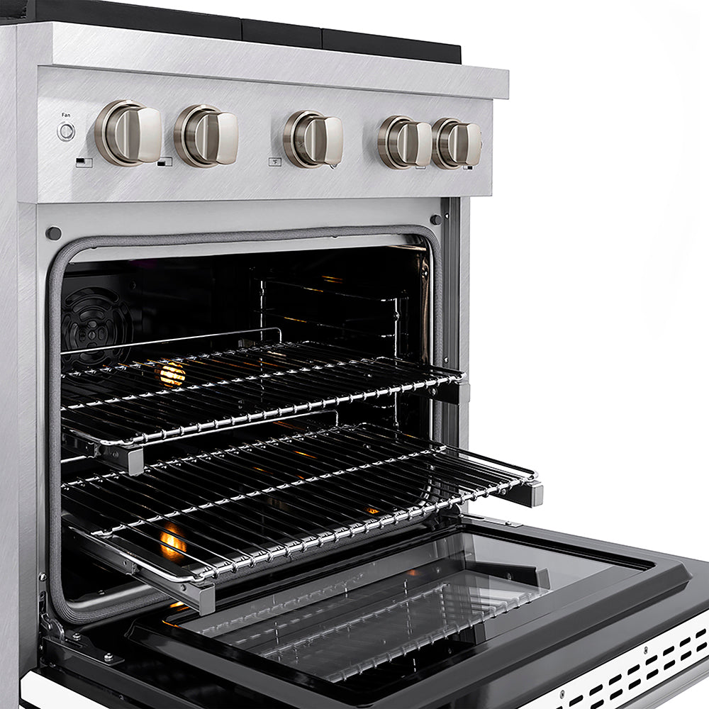 ZLINE 30 in. 4.2 cu. ft. Paramount Dual Fuel Range with 4 Burner DuoPro™ Cooktop and Electric Convection Oven in Satin Stainless Steel with White Matte Door (PSDRS-WM-30)