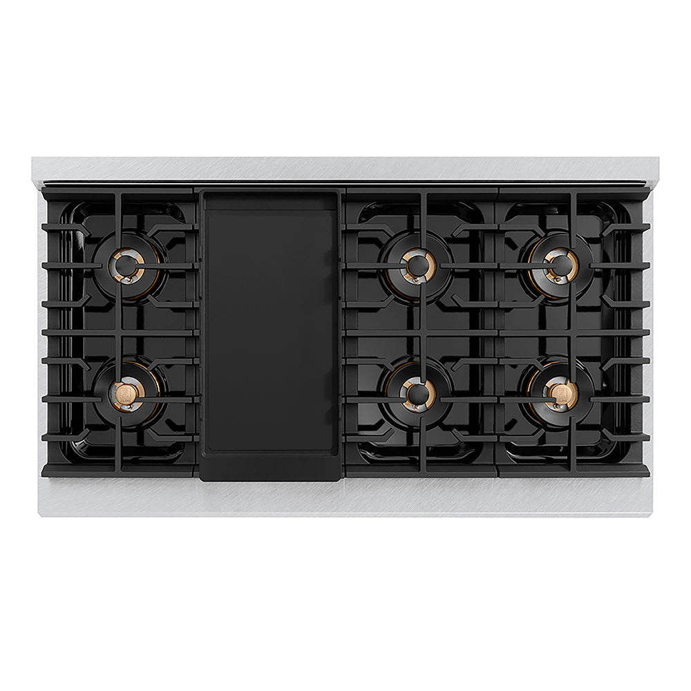 ZLINE 48 in. 6.7 cu. ft. Paramount Dual Fuel Range with 8 Burner DuoPro™ Cooktop and Dual Ovens in Satin Stainless Steel with White Matte Doors (PSDRS-WM-48)