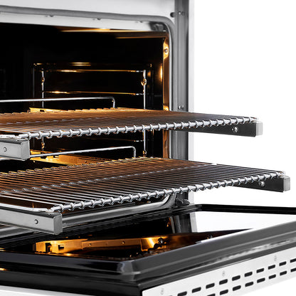 ZLINE Autograph Edition 36 in. 5.2 cu. ft. Paramount Dual Fuel Range with 6 Burner DuoPro™ Cooktop and Electric Convection Oven in Satin Stainless Steel with White Matte Door and Matte Black Accents (PSDRSZ-WM-36-MB)