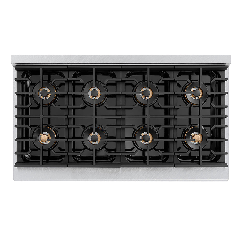 ZLINE Autograph Edition 48 in. 6.7 cu. ft. Paramount Dual Fuel Range with 8 Burner DuoPro™ Cooktop and Dual Ovens in Satin Stainless Steel with White Matte Doors and Matte Black Accents (PSDRSZ-WM-48-MB)