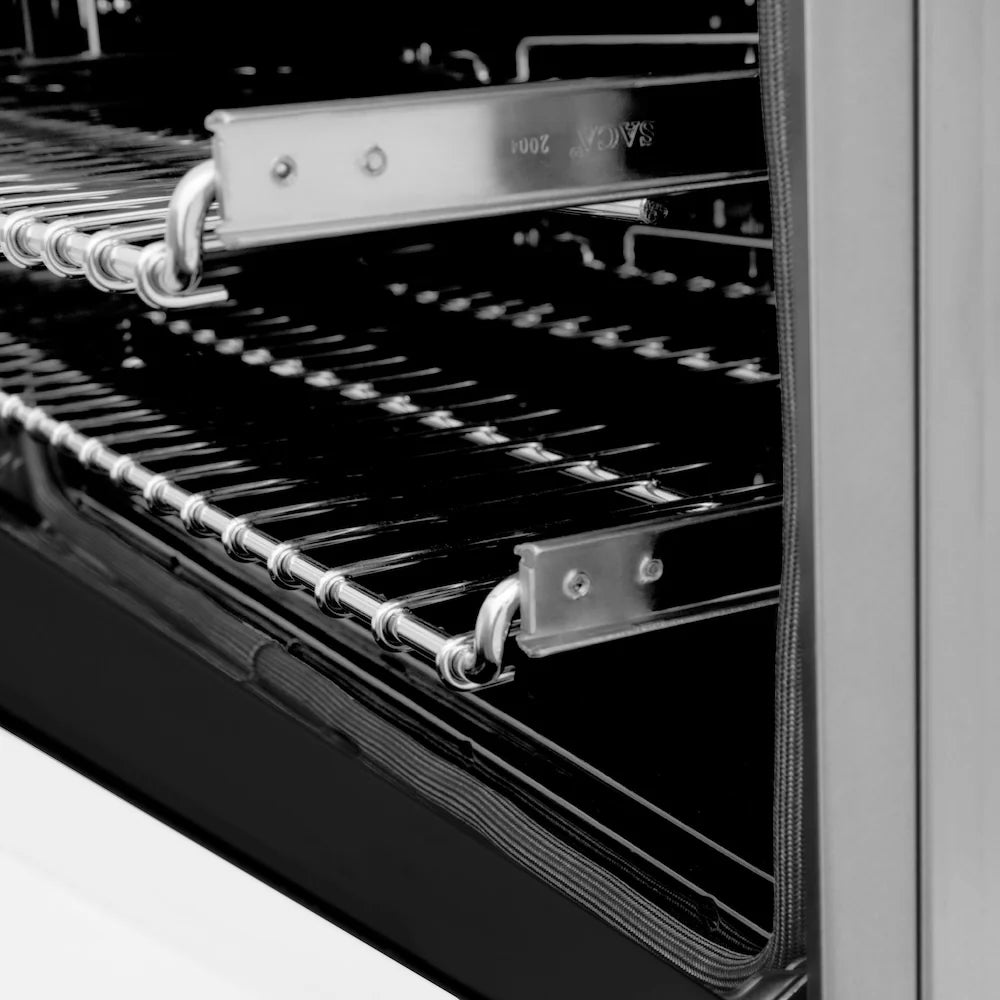 ZLINE 36 in. 4.6 cu. ft. Legacy Dual Fuel Range with 6 Burner Gas Cooktop and Electric Convection Oven in DuraSnow® Stainless Steel with White Matte Door and Griddle (RAS-WM-GR-36)