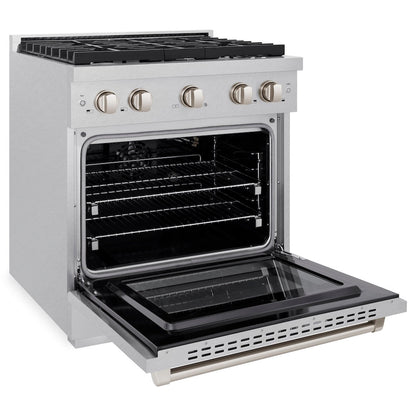 ZLINE 30 in. 4.2 cu. ft. Paramount Gas Range with 4 Burner Cooktop and Convection Gas Oven in Satin Stainless Steel (SGRS-30)