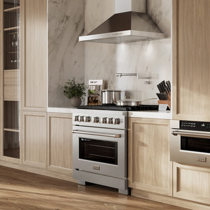 ZLINE 36 in. 5.2 cu. ft. Paramount Gas Range with 6 burner Cooktop and Convection Gas Oven in Satin Stainless Steel (SGRS-36)