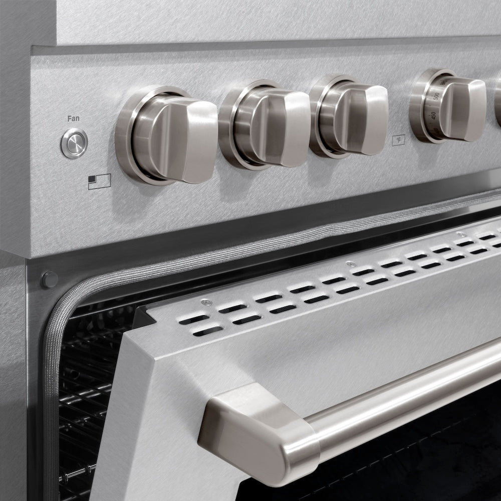 ZLINE 48 in. 6.7 cu. ft. Paramount Double Oven Gas Range with 8 Burner Cooktop in Satin Stainless Steel (SGRS-48)