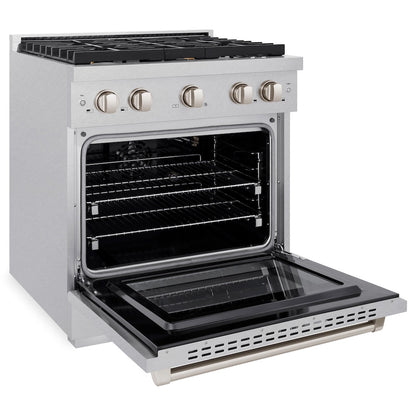 ZLINE 30 in. 4.2 cu. ft. Paramount Gas Range with Convection Gas Oven in Satin Stainless Steel with 4 Brass Burners (SGRS-BR-30)